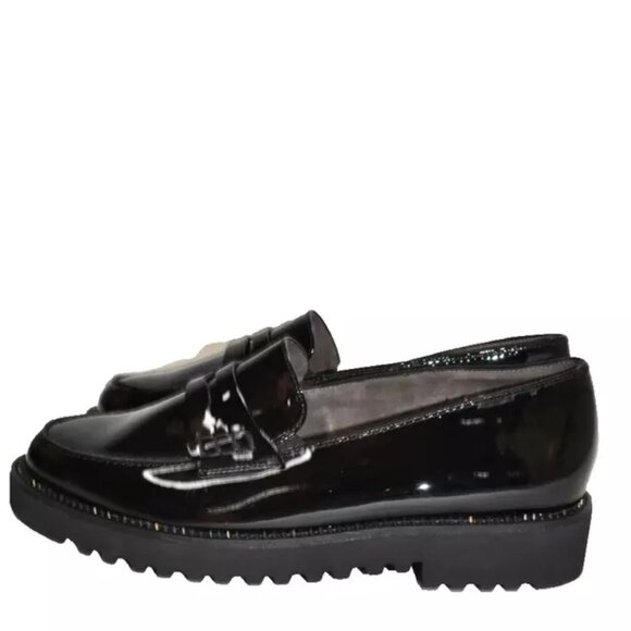 $550 PAUL GREEN REED PENNY RHINESTONES LOAFER PATENT BLACK  $550 PAUL GREEN REED PENNY RHINESTONES LOAFER PATENT LEATHER BLACK 8.5 (1) (TE1)
